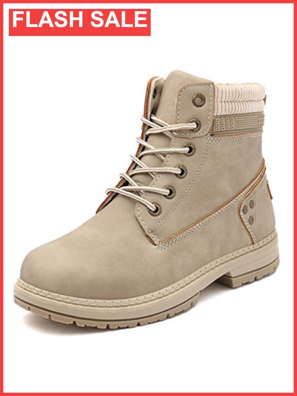 Lace-Up Faux Leather Hiking Combat Ankle Boots Waterproof Memory Foam Work Boots
